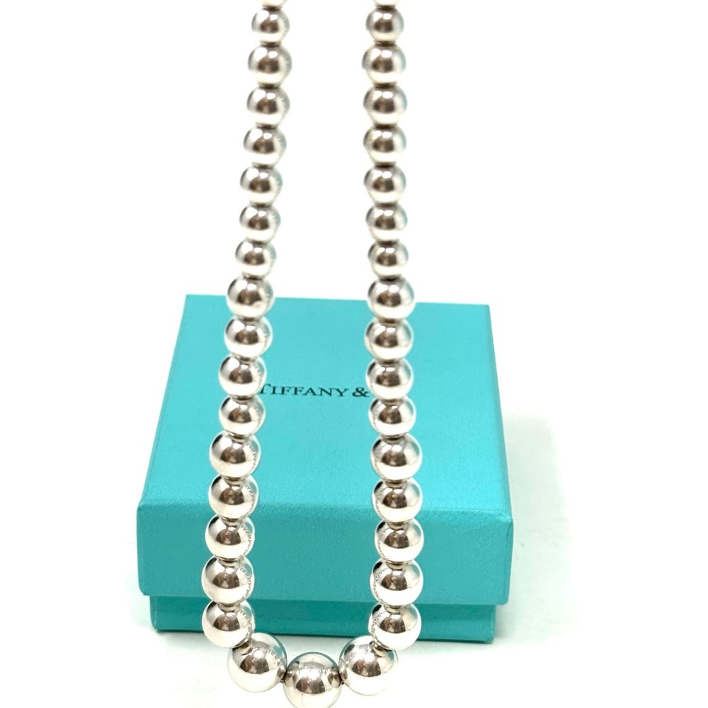 Authentic Tiffany & Co. 4-10mm Graduated Ball Beaded Necklace.
